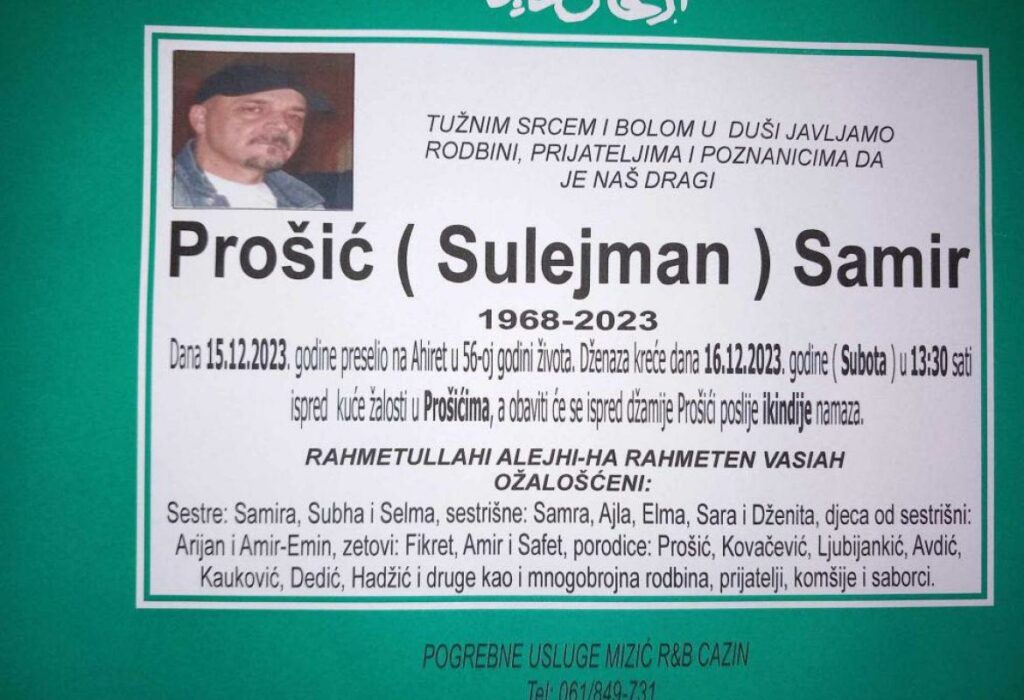 Na Ahiret preselio Prošić (Sulejman) Samir
