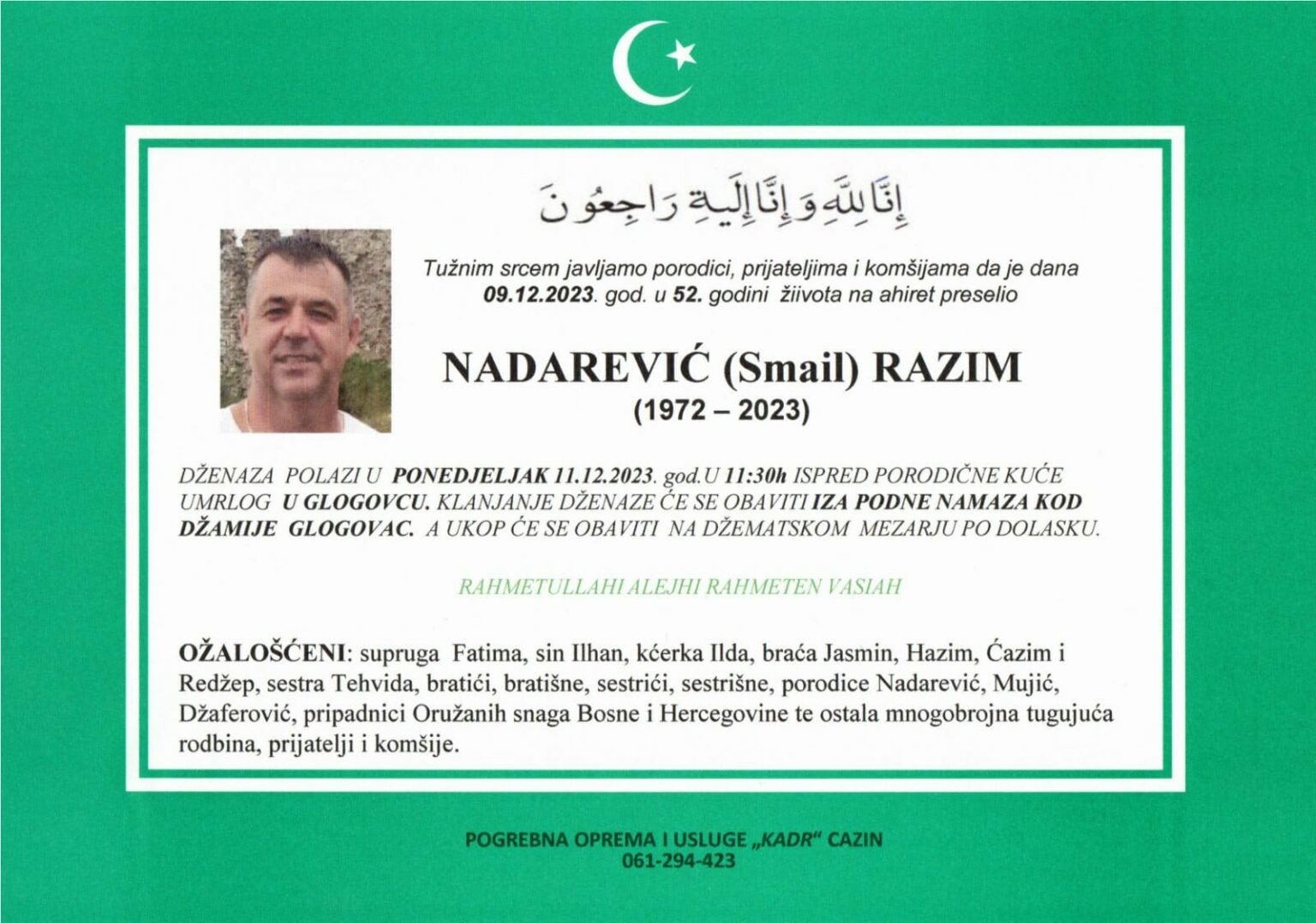 Na Ahiret preselio Nadarević (Smail) Razim