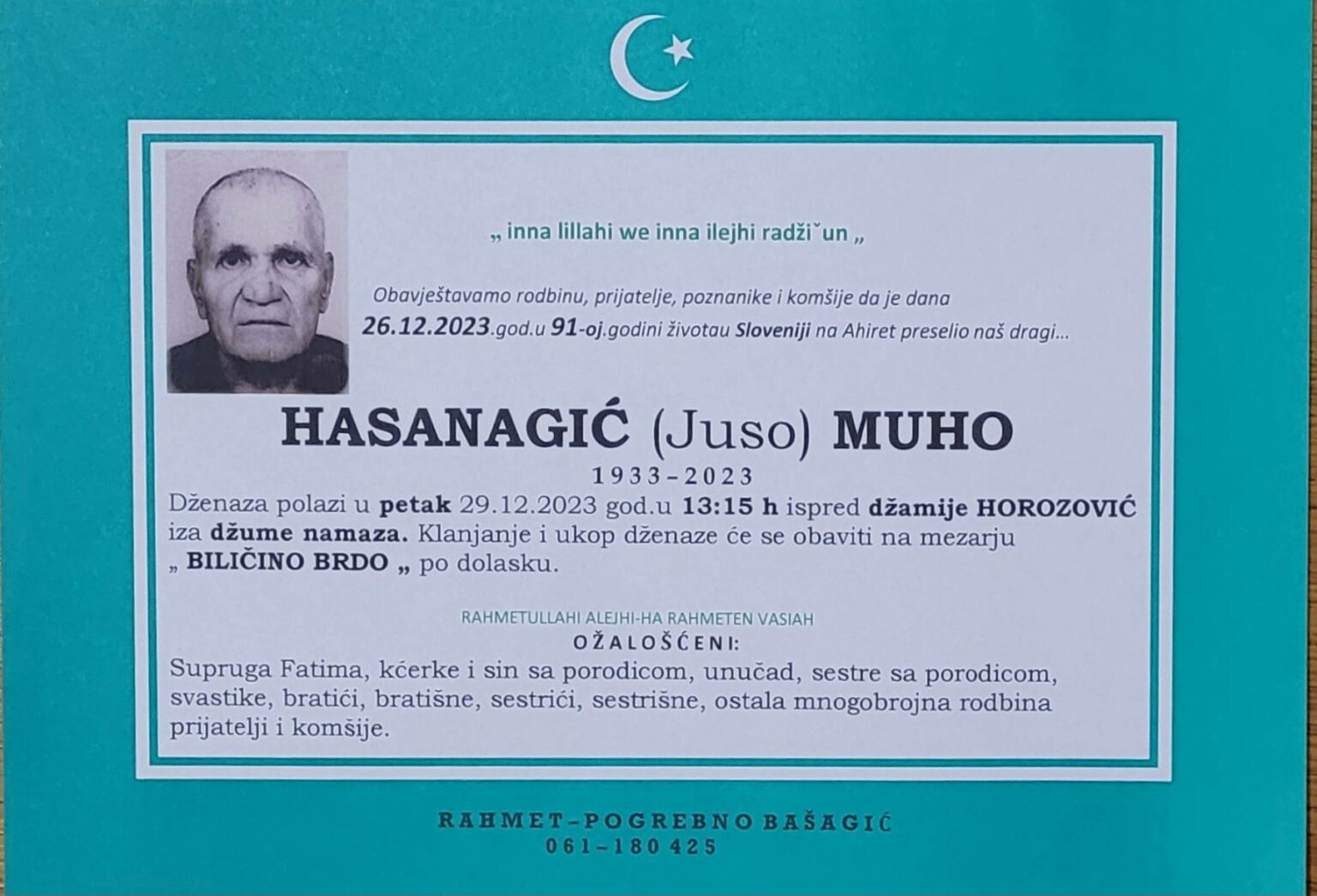 Na Ahiret preselio Hasanagić (Juso) Muho