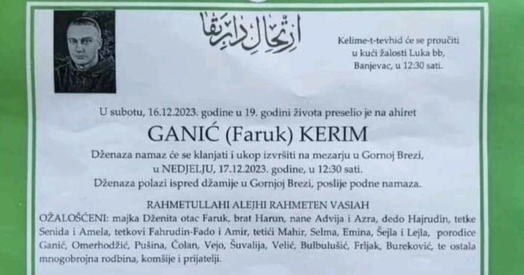 U teškoj nesreći poginuo 19-godišnji Kerim, poznat datum dženaze