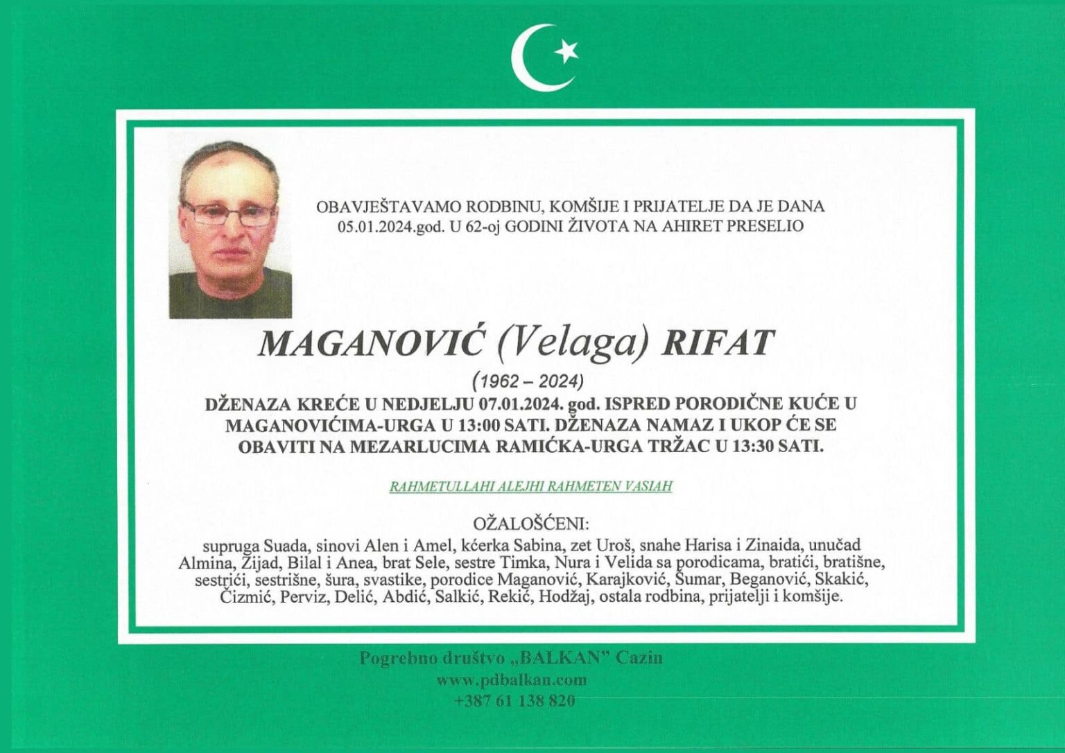 Na Ahiret preselio Maganović (Velaga) Rifat