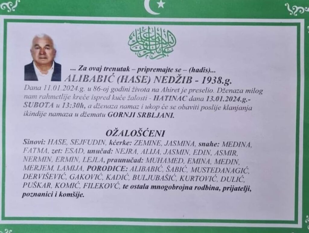 Na Ahiret preselio Alibabić (Hase) Nedžib