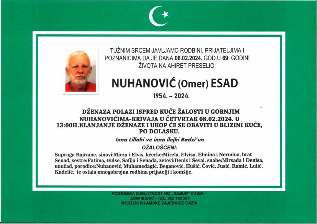 Na ahiret preselio Nuhanović (Omer) Esad