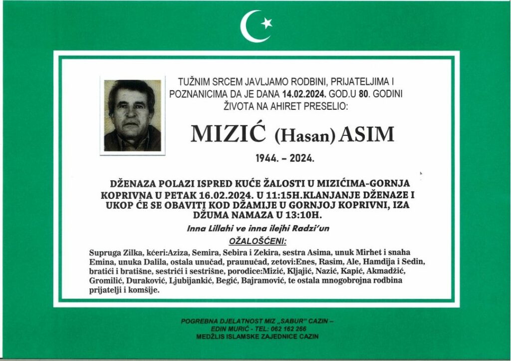 Na Ahiret preselio Mizić (Hasan) Asim