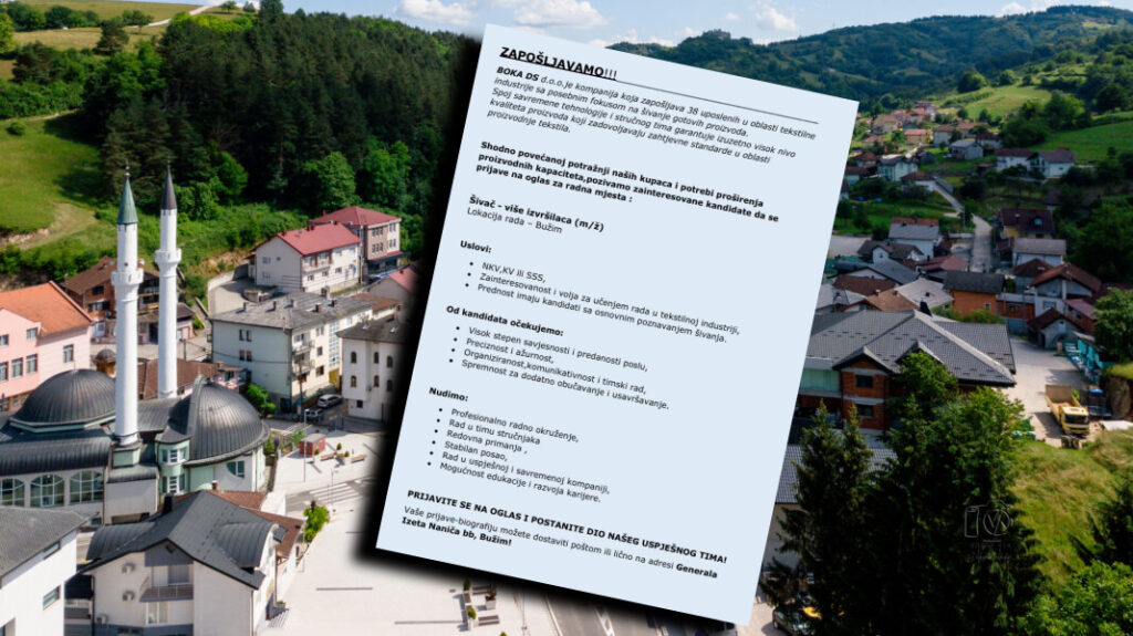 Oglas za posao! Komapnija iz Bužima zapošljava veći broj radnika