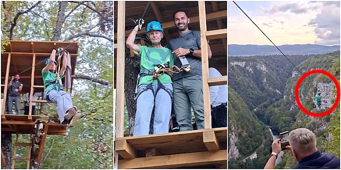 (VIDEO) Godine su samo broj! 74-godišnja Slovenka spustila se zip-lineom u Bosanskoj Krupi