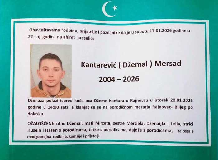 U 22. godini života na Ahiret preselio Kantarević (Džemal) Mersad