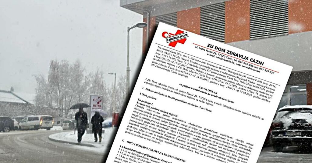 Konkurs za posao u Domu zdravlja Cazin