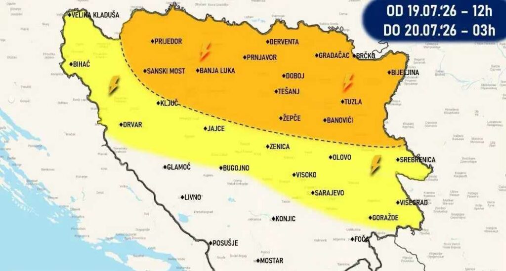 Dijelovi BiH će biti na udaru jakog nevremena. Stiže i hladna fronta!