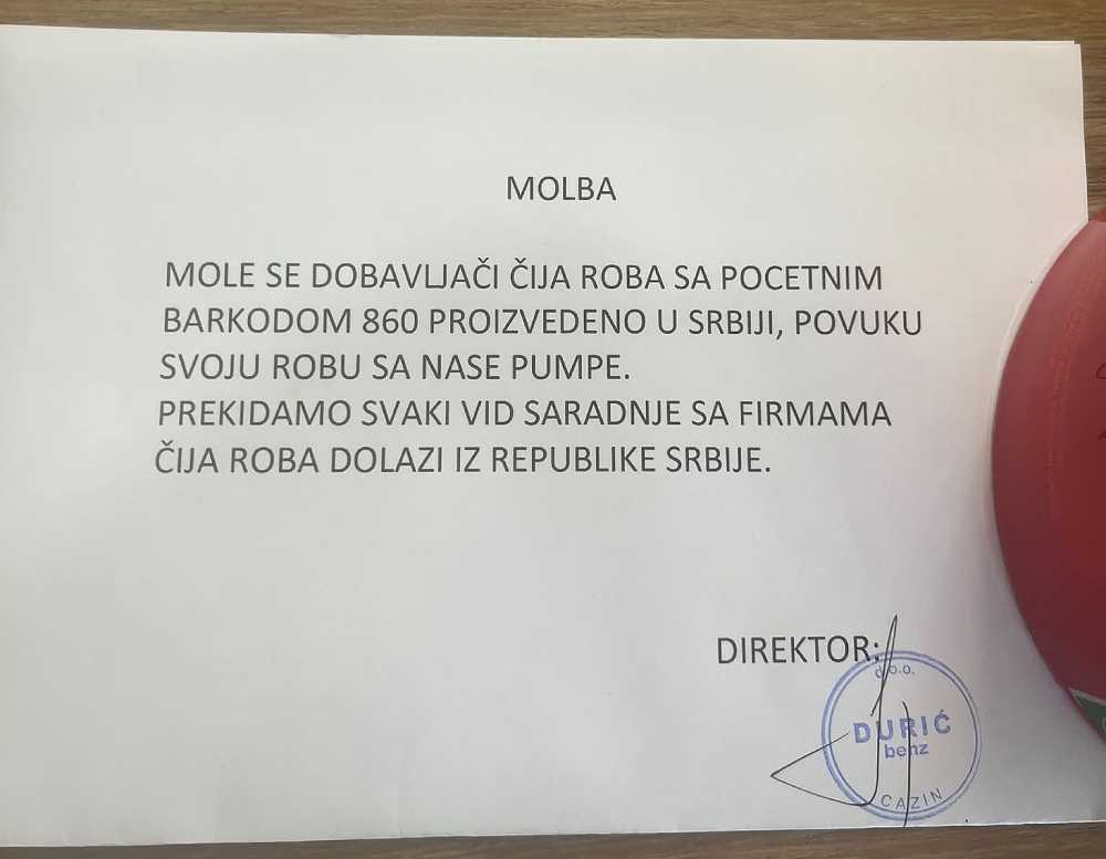 Svaka čast! Benzinska pumpa u Cazinu prekida saradnju s firmama čija roba dolazi iz Srbije