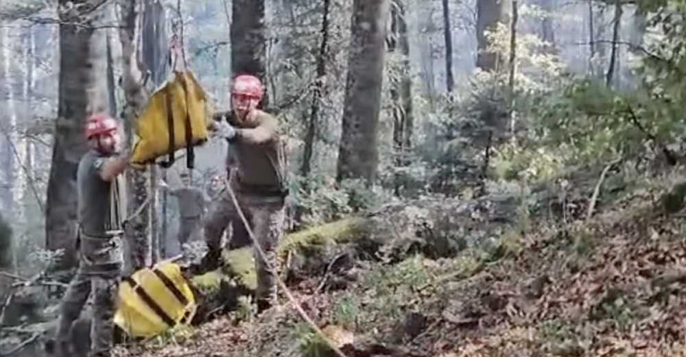 Pripadnici OS BiH ZIP LINE-om dopremaju vodu direktno na požarište na Plješevici